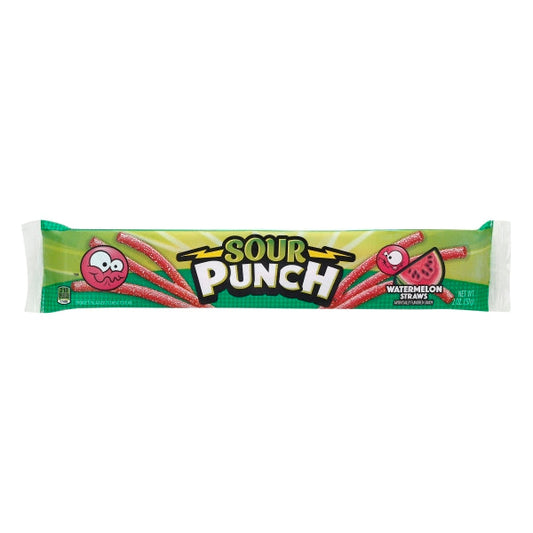 Sour Punch Straws Watermelon; 2 Ounces; 24 Per Box; 12 Per Case - High Mart Wholesale