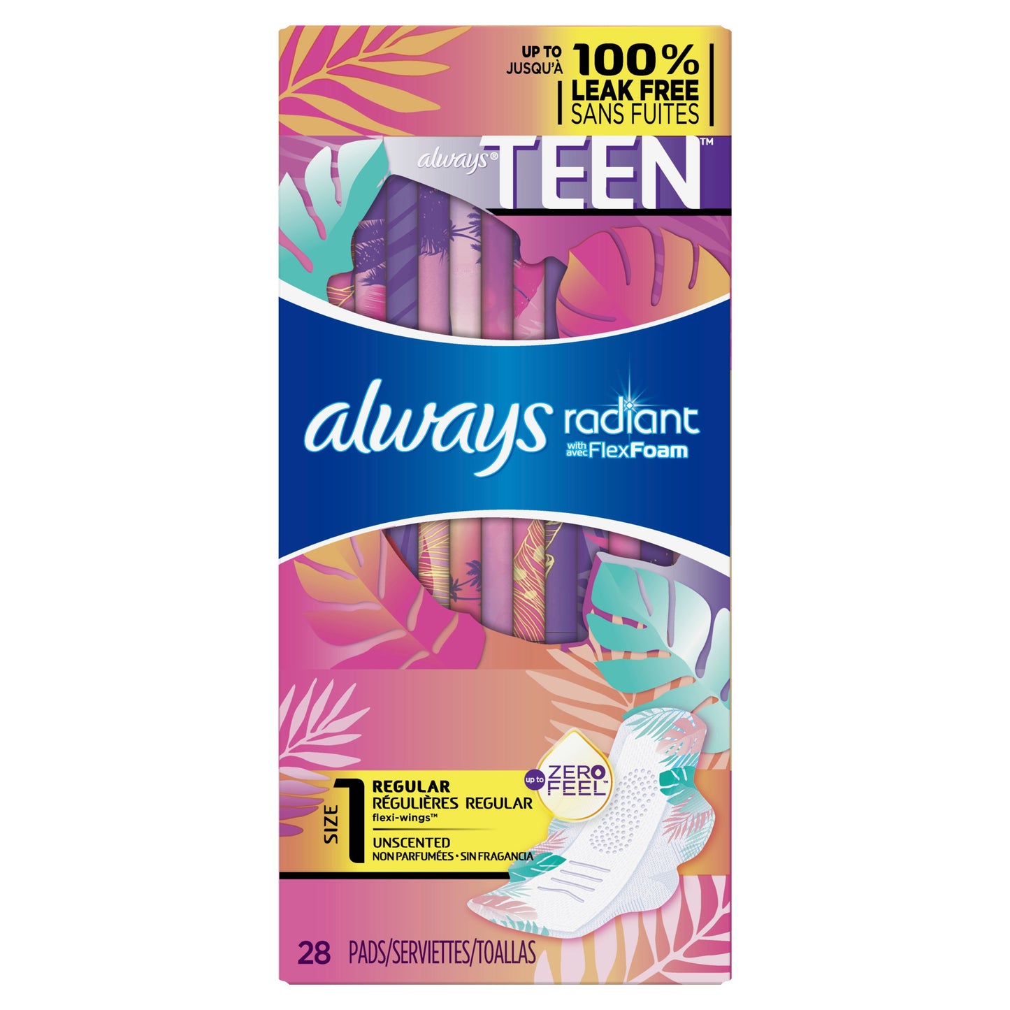 Always Infinity Teen Maxi Pads; 28 Count; 6 Per Case