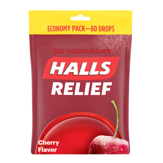 Halls Menthol Lyptus Cherry Cough Drops; 80 Count; 12 Per Case