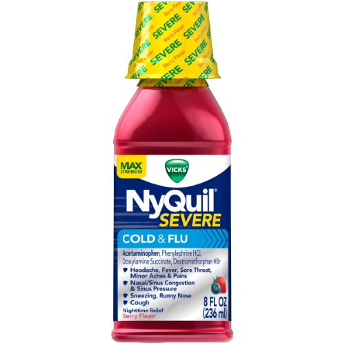 Vicks Nyquil Severe Berry Cold & Flu; 8 Fluid Ounce; 6 Per Box; 2 Per Case