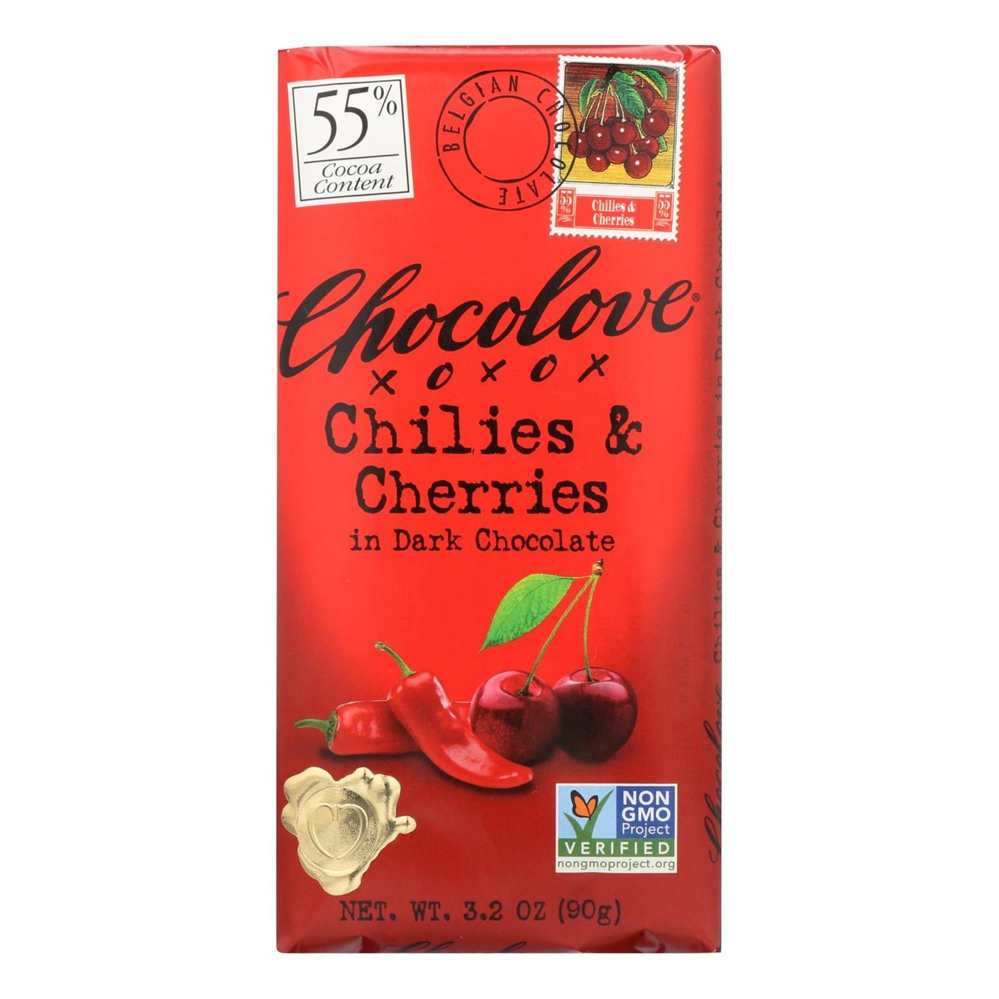 Chocolove Chilies & Cherries In Dark Chocolate; 3.2 Ounces; 12 Per Box; 12 Per Case - High Mart Wholesale