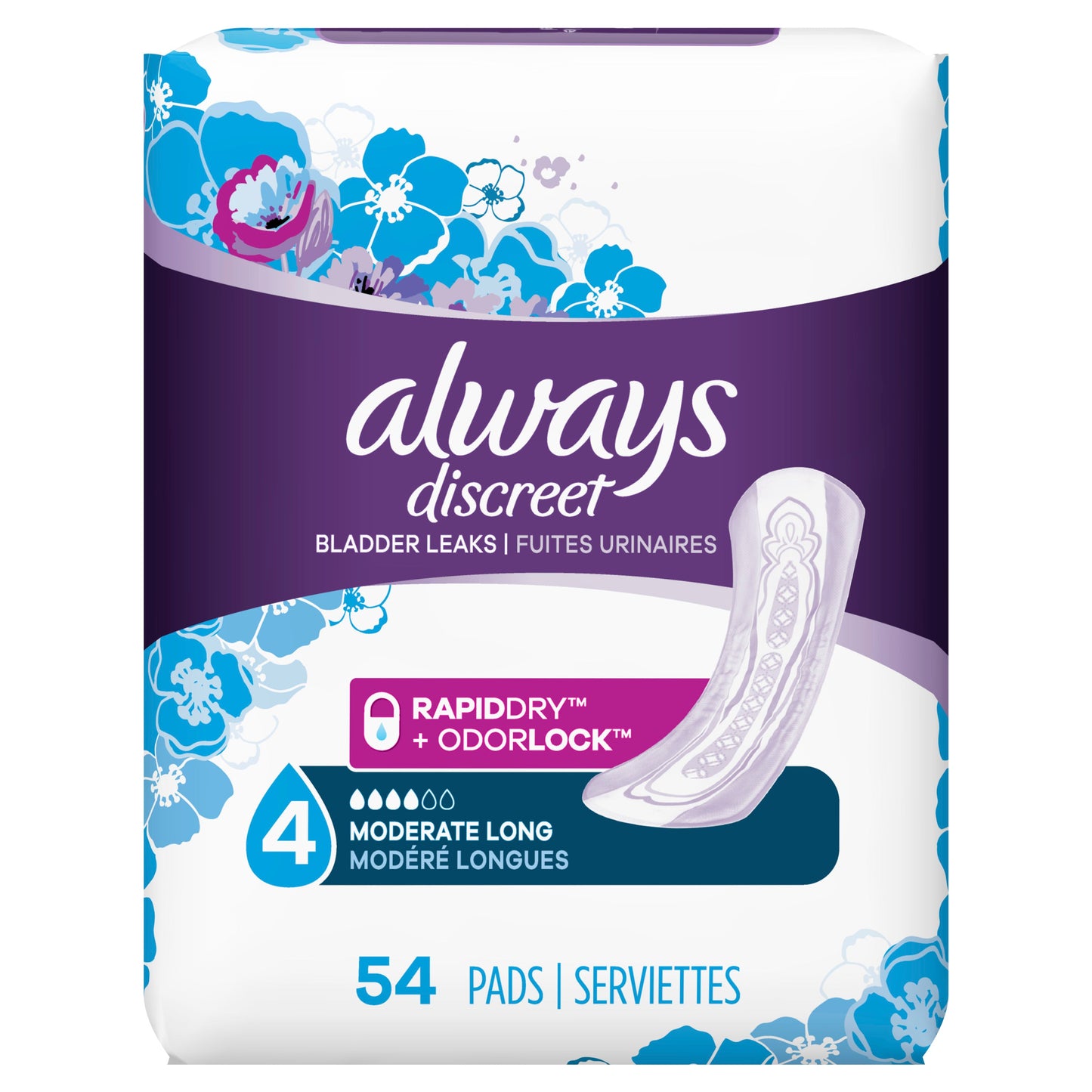 Always Pad Discreet Long; 54 Count; 3 Per Case