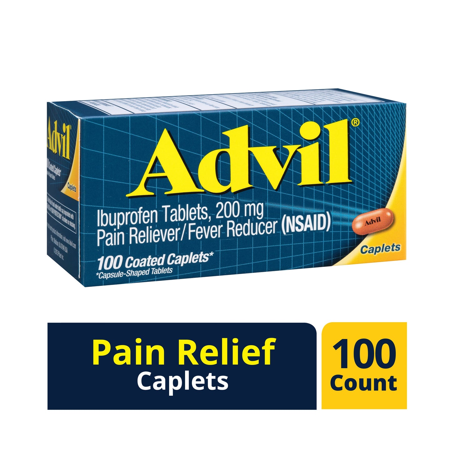 Advil Pain Reliever & Fever Reducer Ibuprofen 200Mg Caplets; 100 Each; 6 Per Box; 6 Per Case