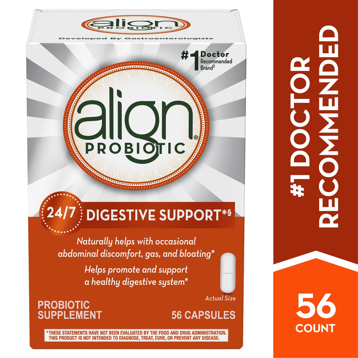 Align Capsule Probiotic Supplement; 56 Count; 2 Per Box; 6 Per Case