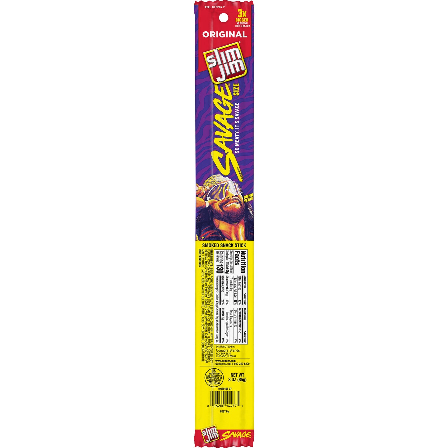 Slim Jim Meat Sticks Savage Original; 3 Ounces; 12 Per Box; 6 Per Case