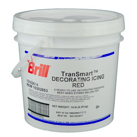 Brill Decorating Icing Red Transmart Pail; 14 Pounds; 1 Per Case - High Mart Wholesale