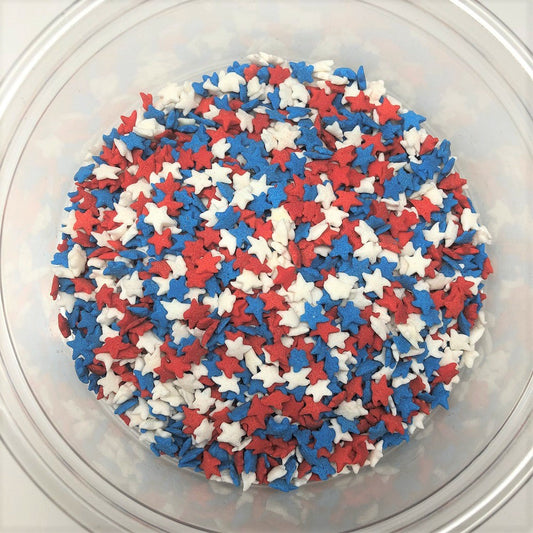 Sprinkle King Sprinkles Red White & Blue Stars Non-Partially Hydrogenated; 5 Pounds; 4 Per Case - High Mart Wholesale