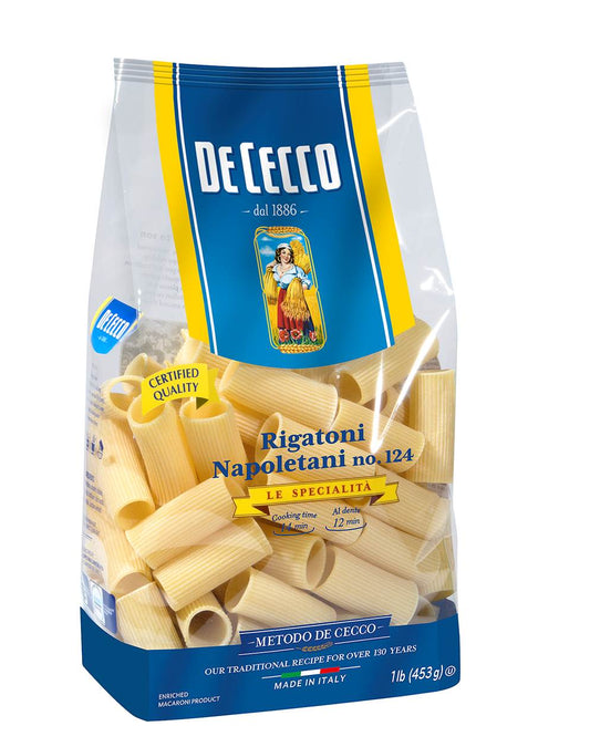 De Cecco No.124 Rigatoni Napoletani; 1 Pounds; 12 Per Case