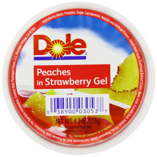 Dole Peach In Strawberry Gel; 4.3 Ounces; 36 Per Case