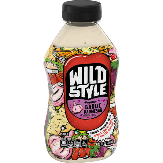Wild Style Garlic Parmesan Dressing Bottle; 12 Fluid Ounce; 8 Per Case