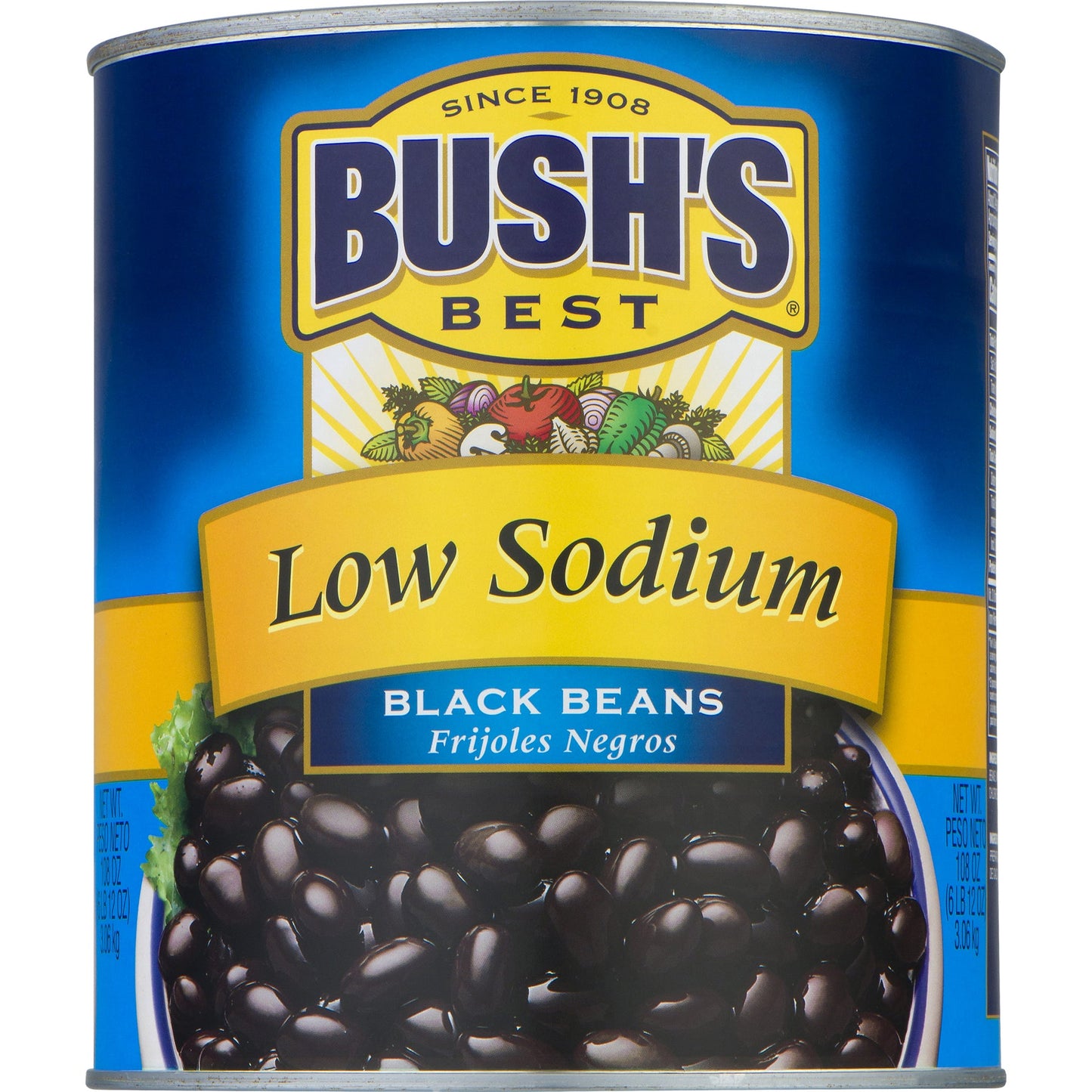 Bush's Best Low Sodium Black Beans; 108 Ounces; 6 Per Case