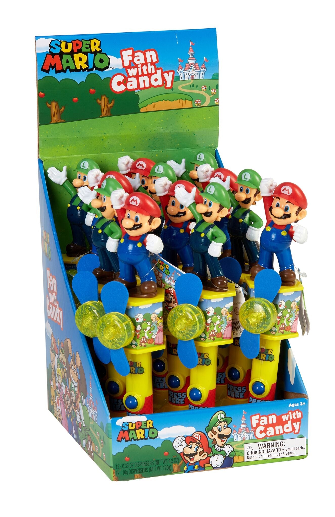 Frankford Candy Mario Assorted Candy Fans; 0.35 Ounces; 12 Per Box; 6 Per Case - High Mart Wholesale