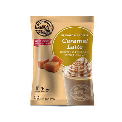 Big Train Caramel Latte Blended Ice Coffee Powdered Drink Mix; 3.5 Pounds; 5 Per Case - High Mart Wholesale