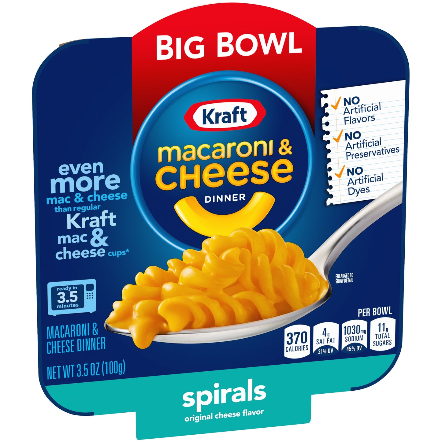 Kraft Easy Mac Macaroni & Cheese Bowl Spiral; 3.5 Ounces; 6 Per Case