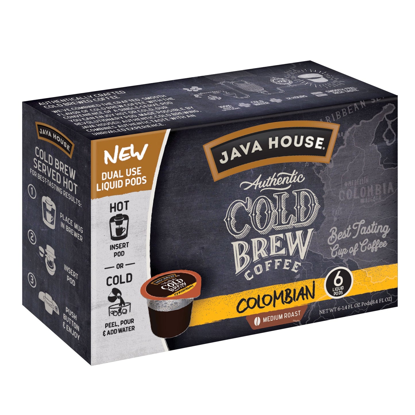 Javahouse Cold Brew Columbian Black Pods; 1.35 Fluid Ounces; 6 Per Case - High Mart Wholesale