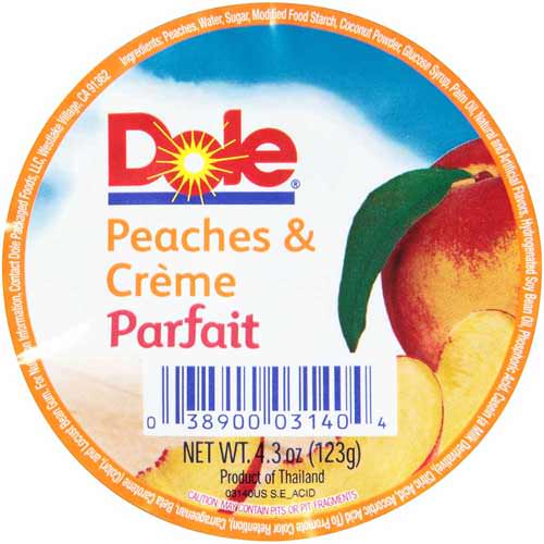 Dole Peaches And Crð“Ð?Me Parfait; 4.3 Ounces; 36 Per Case