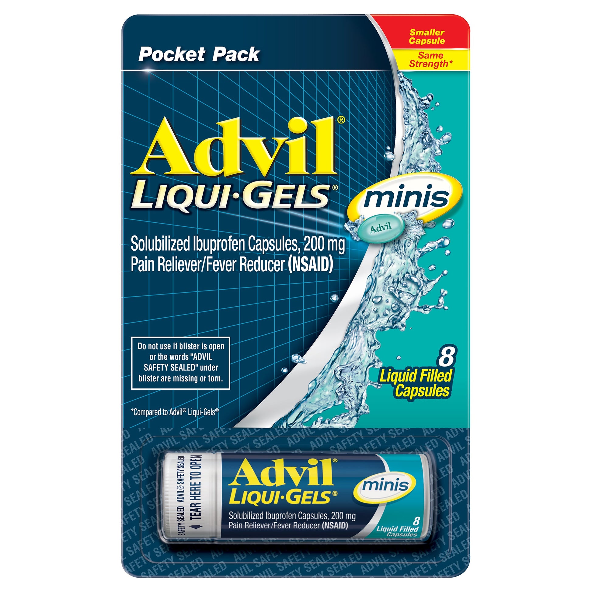 Advil Minis Liquid Gel Mini Vial Blister; 8 Each; 12 Per Box; 12 Per Case - High Mart Wholesale