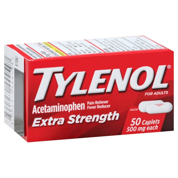 Tylenol Extra Strength Caplets; 50 Count; 3 Per Box; 24 Per Case