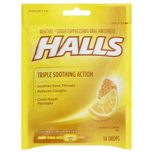 Halls Honey Lemon Cough Drop; 0.02 Pound; 12 Per Box; 4 Per Case - High Mart Wholesale