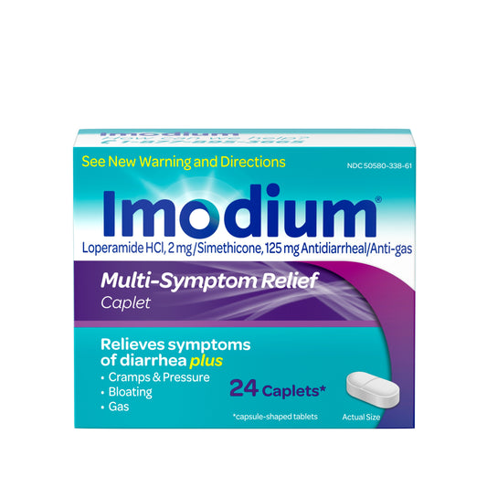 Imodium Multi Symptom Relief Caplets; 24 Count; 6 Per Box; 6 Per Case