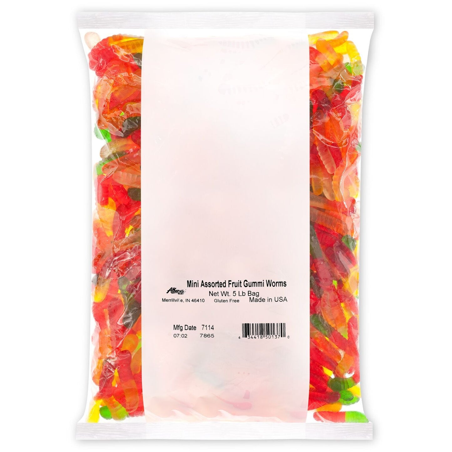 Albanese Gummi Worms Mini Assorted Fruit; 5 Pounds; 4 Per Case - High Mart Wholesale