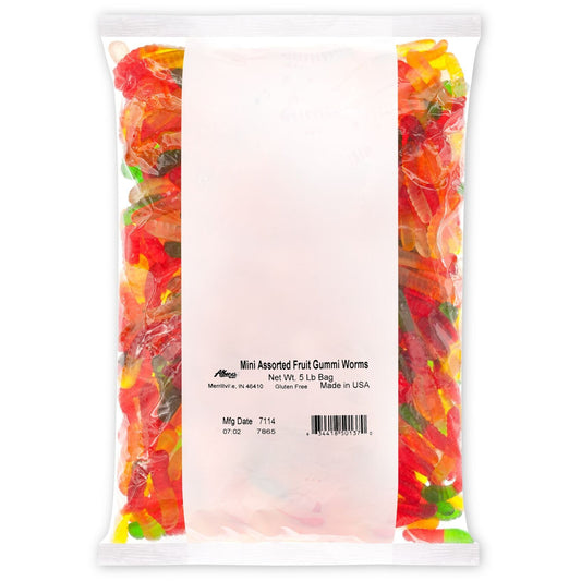 Albanese Gummi Worms Mini Assorted Fruit; 5 Pounds; 4 Per Case - High Mart Wholesale