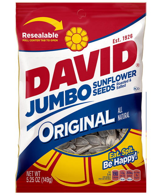 David Roasted And Salted Original Jumbo Sunflower Seeds; 5.25 Ounces; 12 Per Case