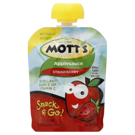 Mott's Applesauce Pouch Strawberry Unsweetened; 3.175 Ounce; 12 Per Box; 4 Per Case