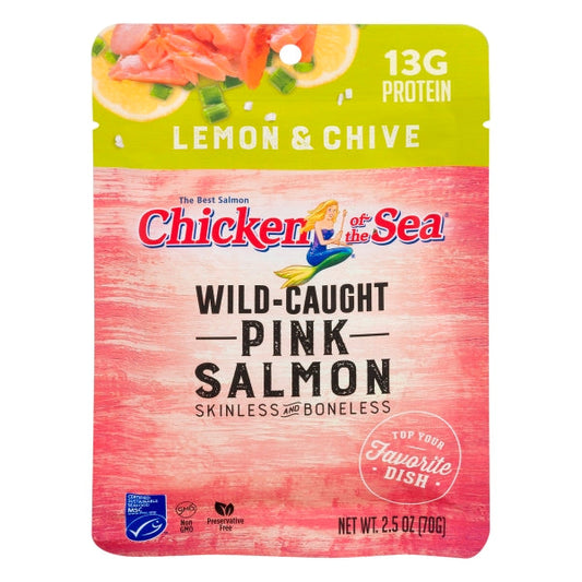 Chicken Of The Sea Skinless Boneless Wild Caught Pink Salmon With Lemon And Chive Pouch; 2.5 Ounces; 12 Per Case - High Mart Wholesale