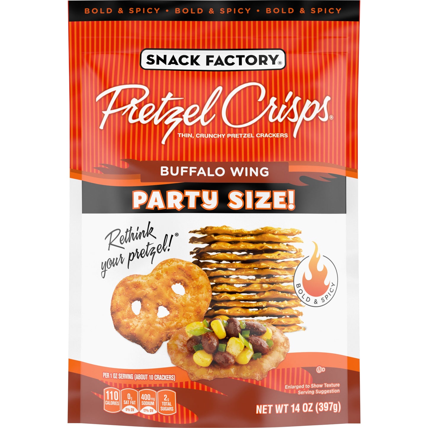 Snack Factory Pretzel Crisps Buffalo Wing; 14 Ounces; 12 Per Case - High Mart Wholesale