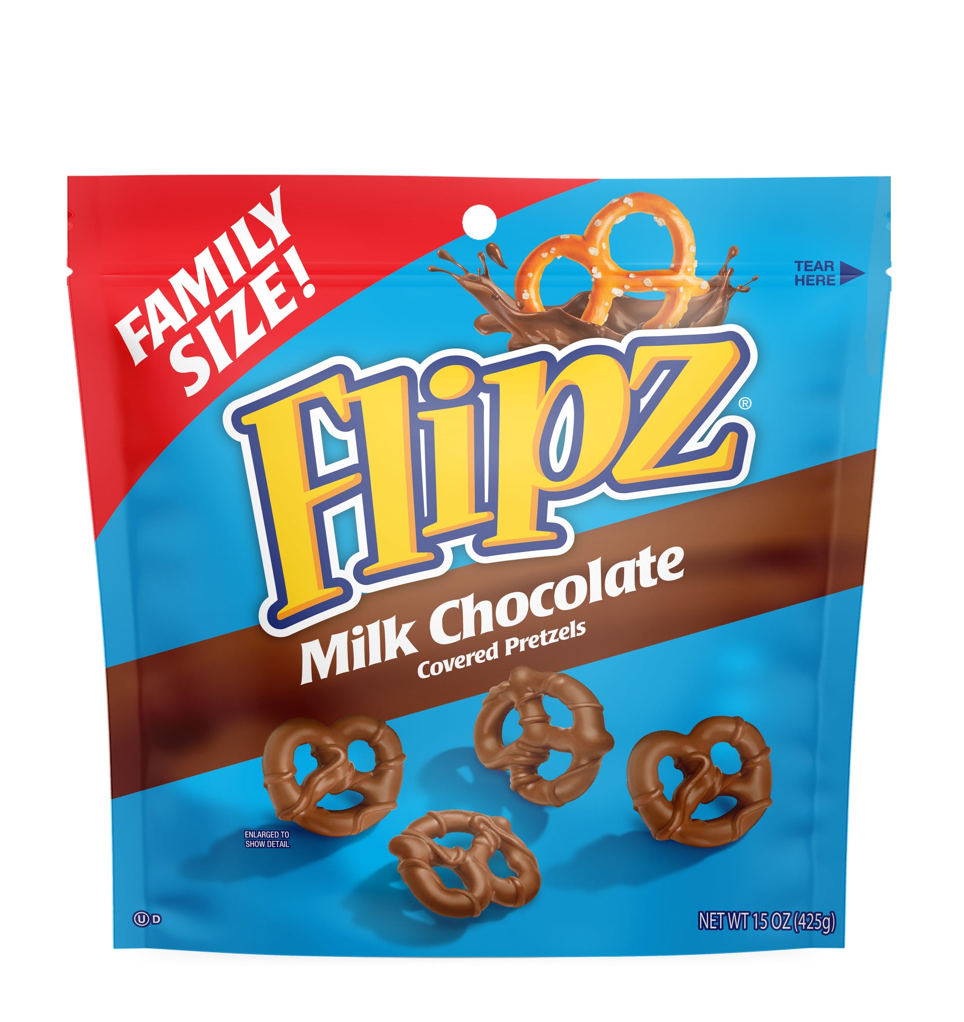 Flipz Milk Chocolate Family Size Stand Up Pouch; 15 Ounces; 6 Per Case - High Mart Wholesale