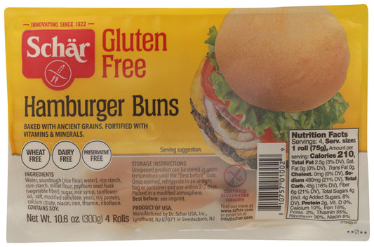 Schar Gluten Free Hamburger Buns; 10.6 Ounces; 4 Per Case - High Mart Wholesale