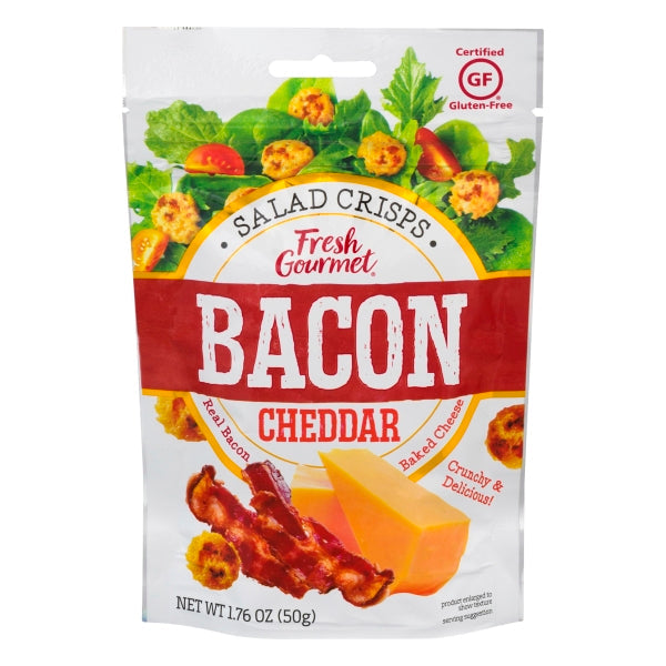 Fresh Gourmet Cheddar Bacon Cheese Crisp Salad Topping Bag; 1.76 Ounce; 12 Per Case - High Mart Wholesale