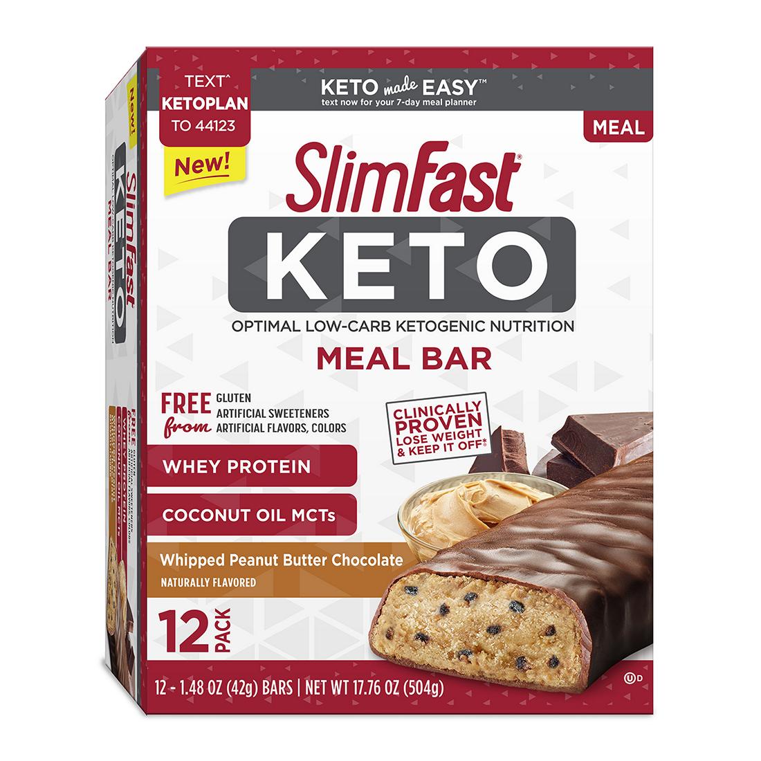 Slimfast Keto Meal Bar Whipped Peanut Butter Chocolate Bar; 1.48 Ounces; 5 Per Box; 4 Per Case