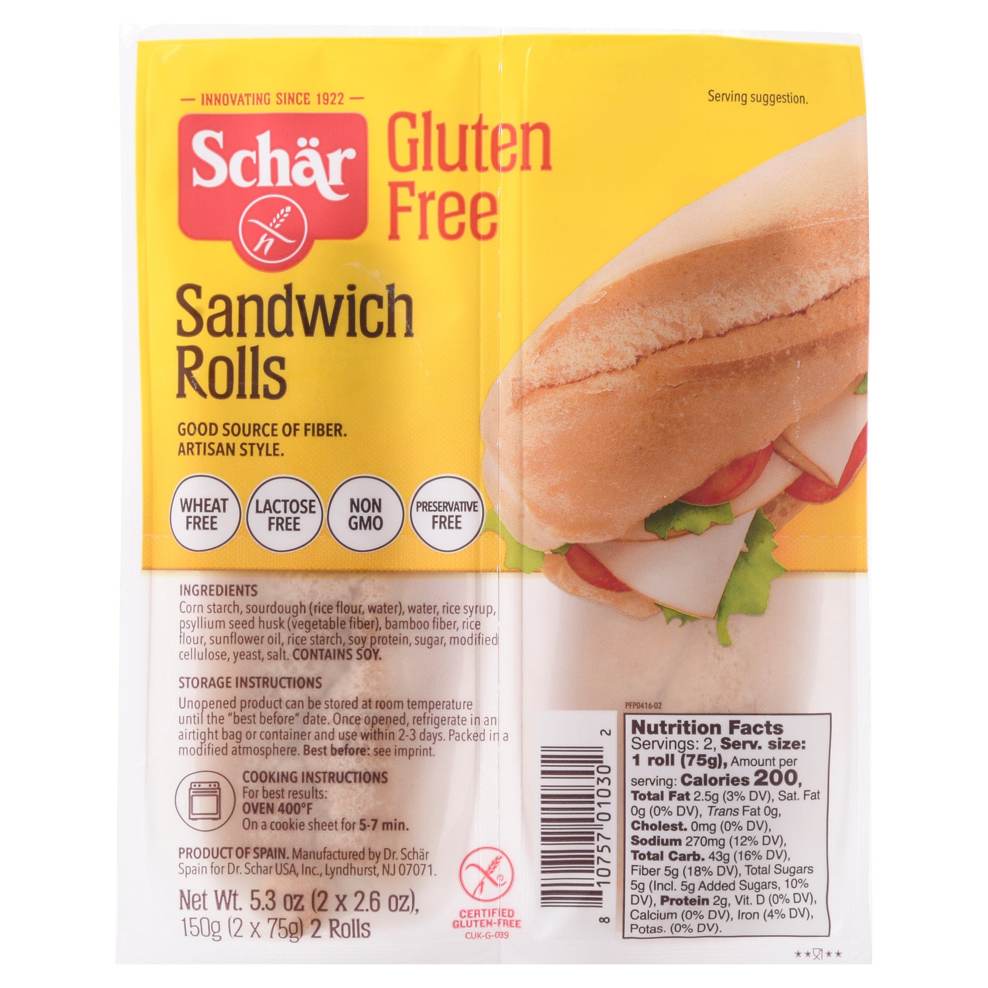 Schar Gluten Free Sandwich Rolls; 5.3 Ounces; 7 Per Case - High Mart Wholesale