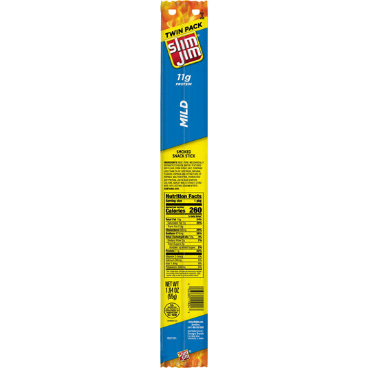 Slim Jim Twin Pack; Snack-Sized; Mild Flavored; Smoked Meat Snack Sticks; 1.94 Ounces; 24 Per Box; 6 Per Case