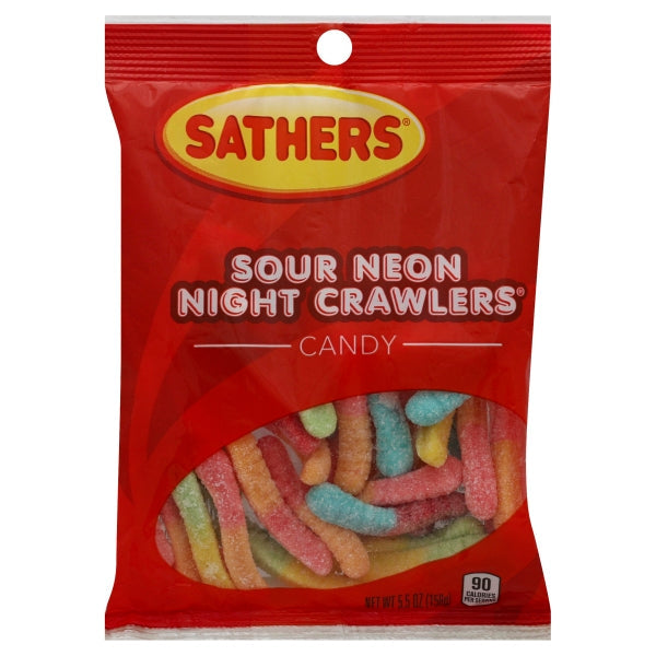 Sathers Sour Neon Night Crawlers; 5.5 Ounces; 12 Per Case - High Mart Wholesale