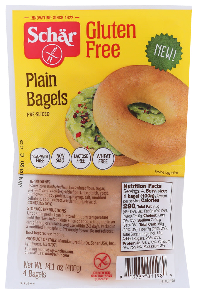 Schar Gluten Free Plain Bagel; 14.1 Ounces; 4 Per Case - High Mart Wholesale