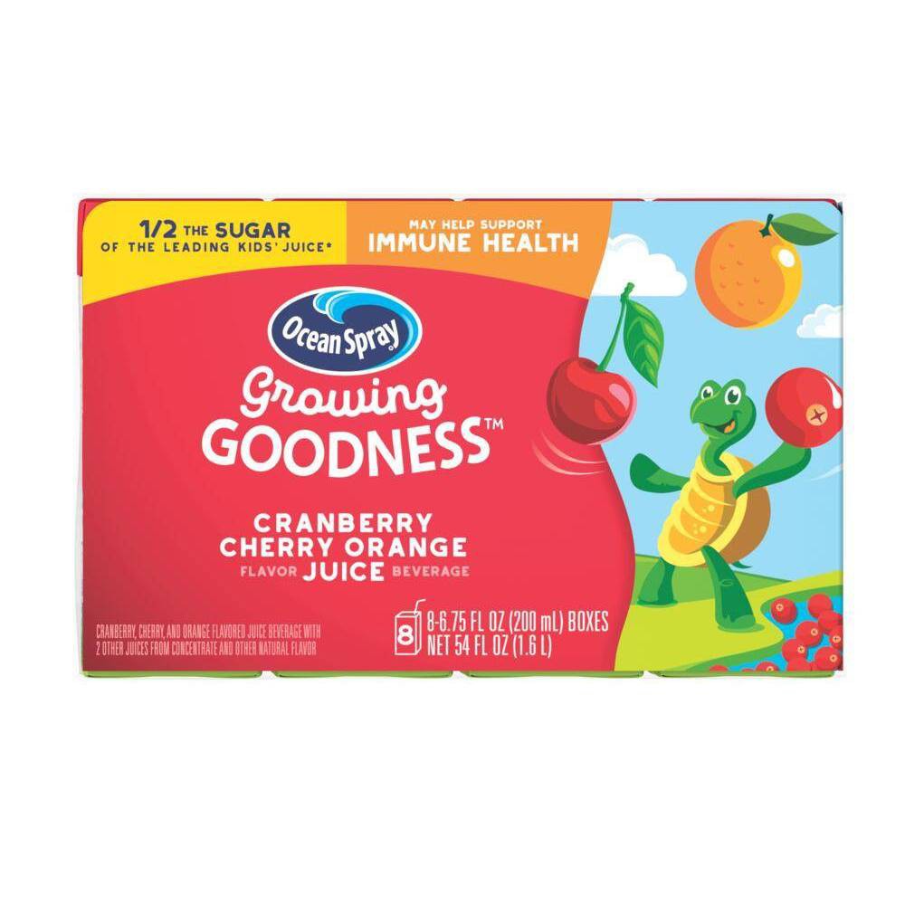 Ocean Spray Growing Goodness Cranberry Cherry; 6.75 Fluid Ounces; 8 Per Box; 4 Per Case