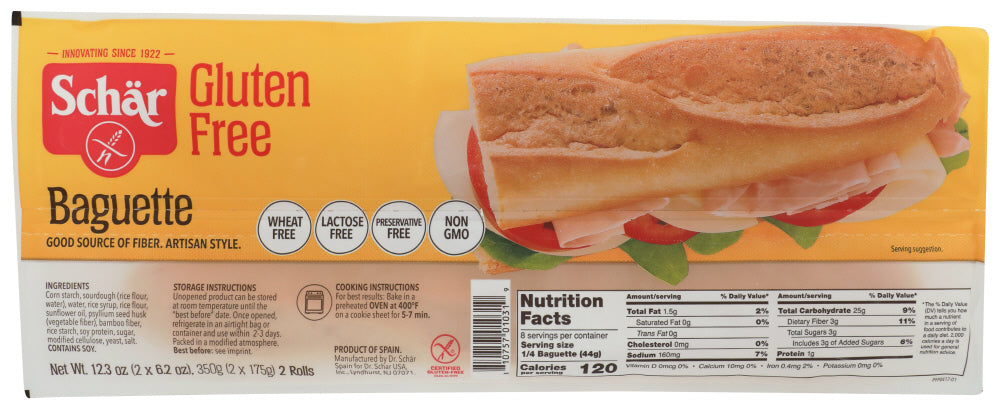 Schar Gluten Free Baguette; 12.3 Ounces; 6 Per Case - High Mart Wholesale