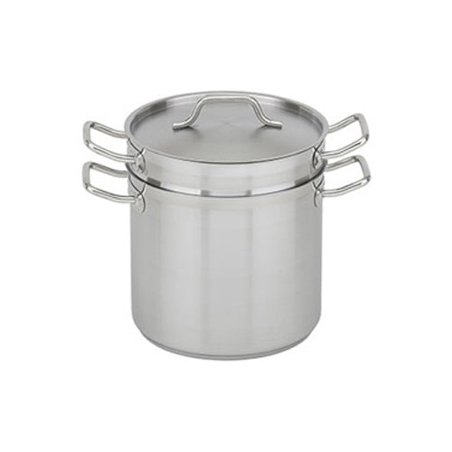 Winco Double Boiler Stainless Steel 16 Quart With Cover; 1 Each - High Mart Wholesale