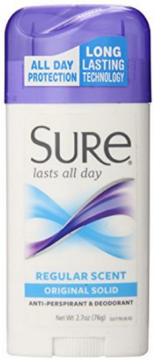 Sure Regular Scent Antiperspirant; 2.7 Ounces; 6 Per Box; 2 Per Case