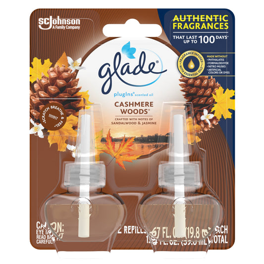 Glade Plug-In Scented Oil Refill Cashmere Woods 2 Count; 1.34 Fluid Ounce; 6 Per Case - High Mart Wholesale