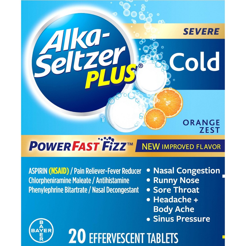 Alka-Seltzer Cold Orange Powerfast; 20 Piece; 3 Per Box; 10 Per Case