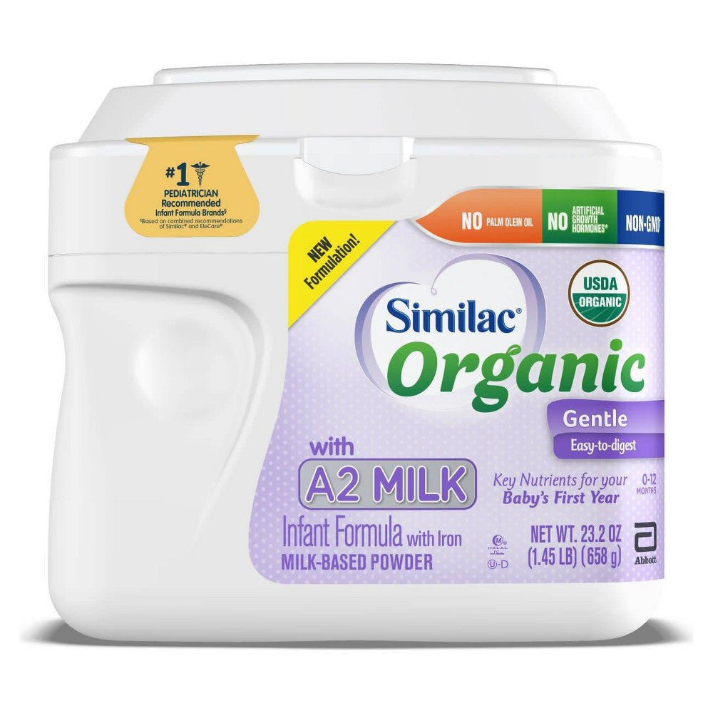 Similac Organic Gentle Easy To Digest A2 Milk-Based Powder Infant Formula Tub With Iron; 1.45 Pound; 4 Per Case - High Mart Wholesale