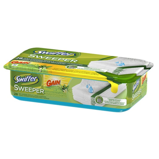 Swiffer Sweeper Wet Cloth With Gain Liquid; 28 Count; 6 Per Case