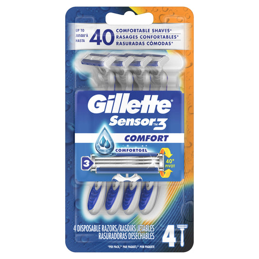 Gillette Sensor 3 Razor Gray; 4 Count; 6 Per Box; 2 Per Case