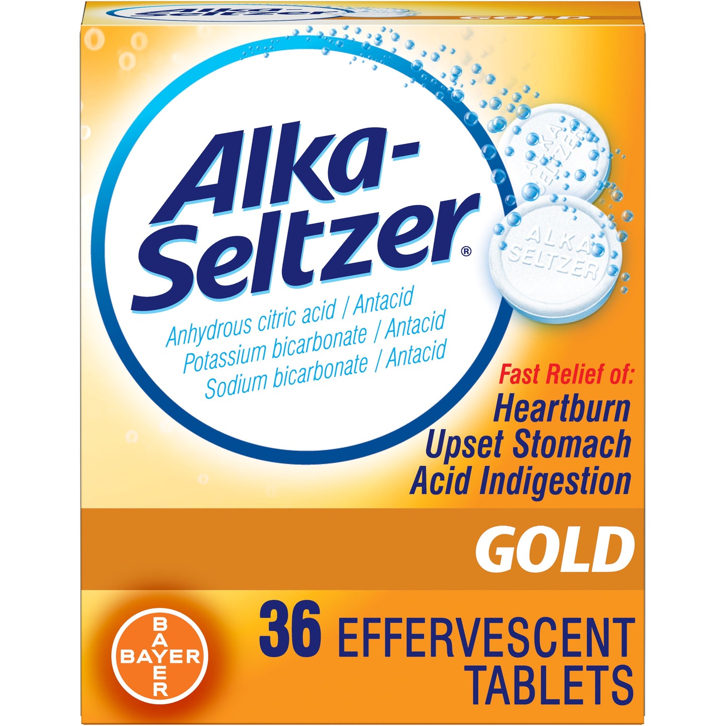 Alka-Seltzer Seltzer Gold; 36 Piece; 3 Per Box; 10 Per Case