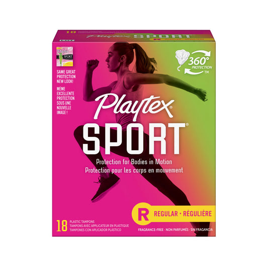 Playtex Sport Regular Unscented Plastic Tampons; 18 Count; 6 Per Box; 2 Per Case