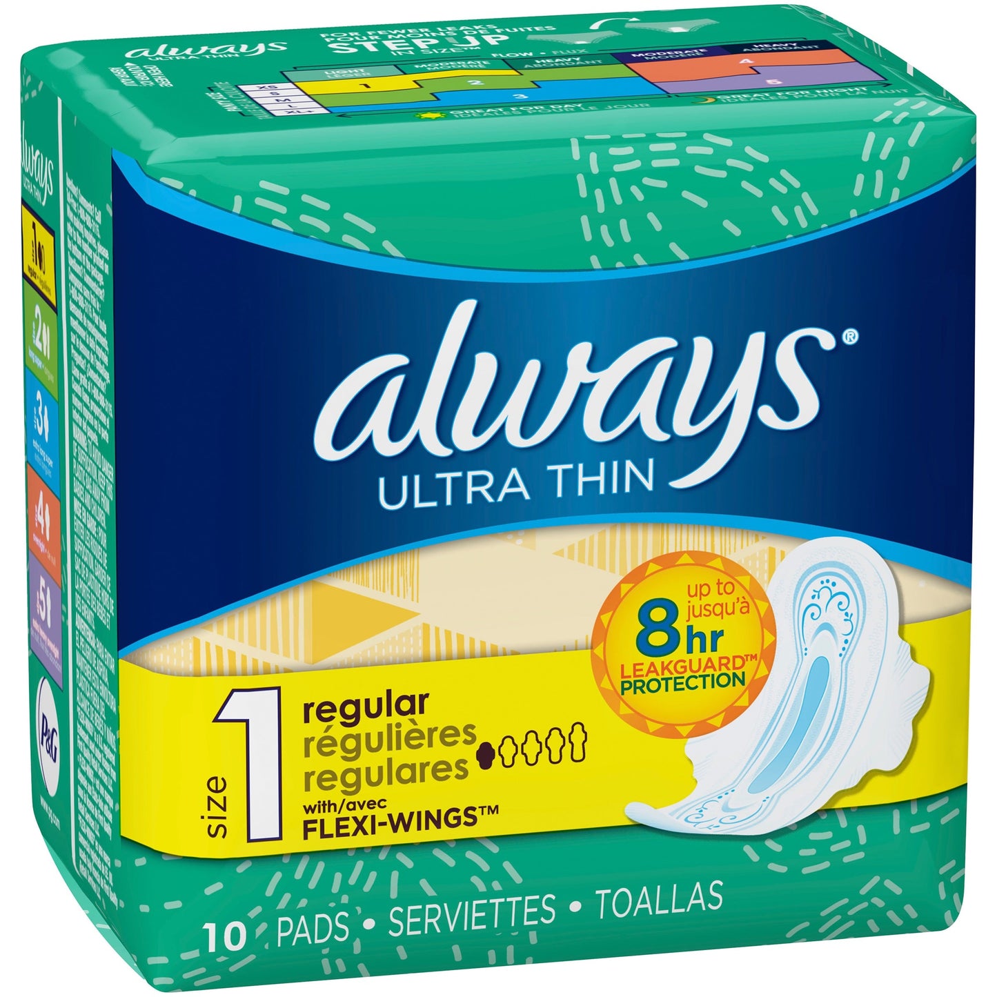 Always Ultra Thin Regular With Wings Pads; 10 Count; 12 Per Case